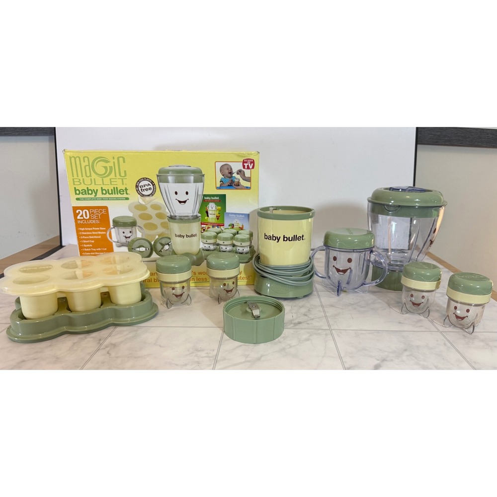 Magic Bullet Baby Bullet 20 Piece Complete Baby Food Making System Green Cream